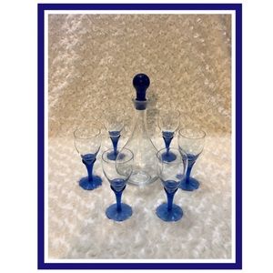 Vintage Bohemia CzechRepublic Decanter and Glasses